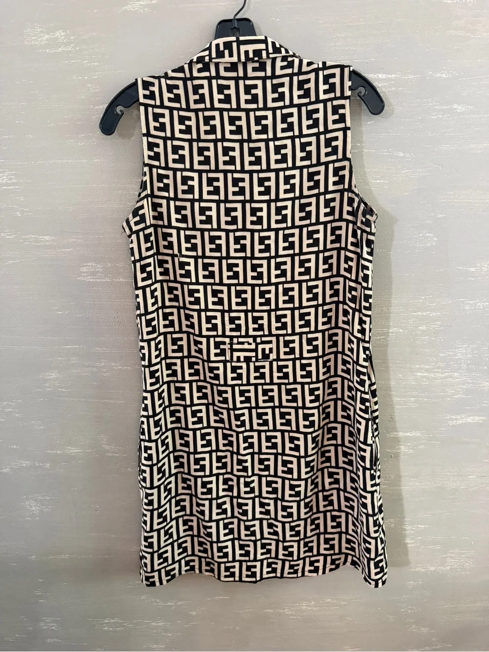 Authentic FENDI FF Zucca Monogram Sleeveless Shirt Dress — Size S